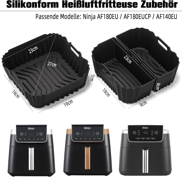 Silikonform Heissluftfritteuse für Ninja MAX PRO 6,2L, 3 Stk Airfryer Zubehör für Ninja 4,7L Wiederv