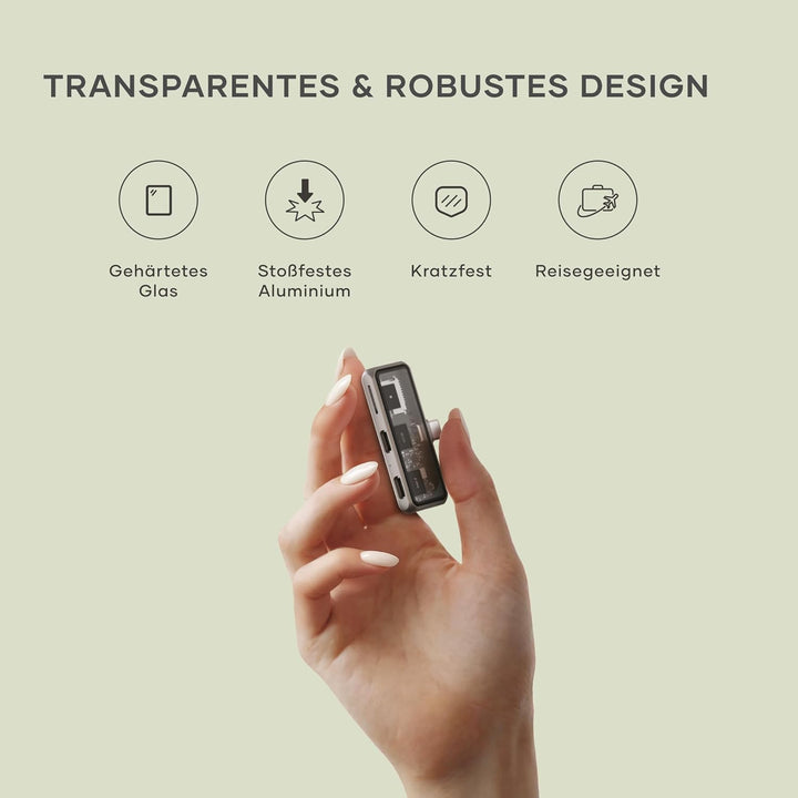 SATECHI 3-in-1 USB-C Hub, 100W PD Ladefunktion, 10-Gbit/s Datenanschluss, 4K mit 60Hz-Videoausgang &