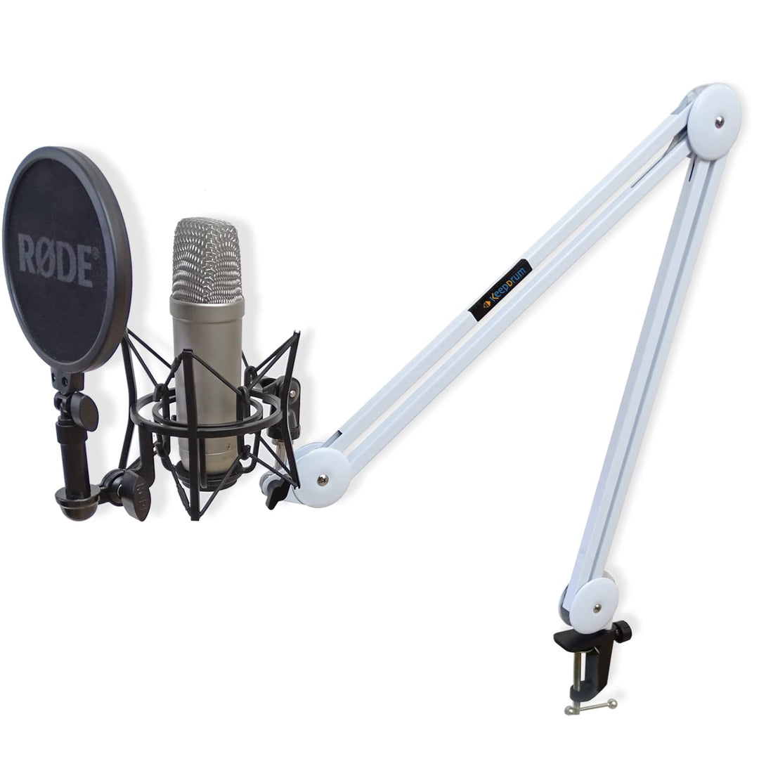 Rode NT2-A Kondensator-Mikrofon Set + keepdrum MS138 Mikrofonarm Tisch-Stativ Weiss NT2-A + Mikrofon