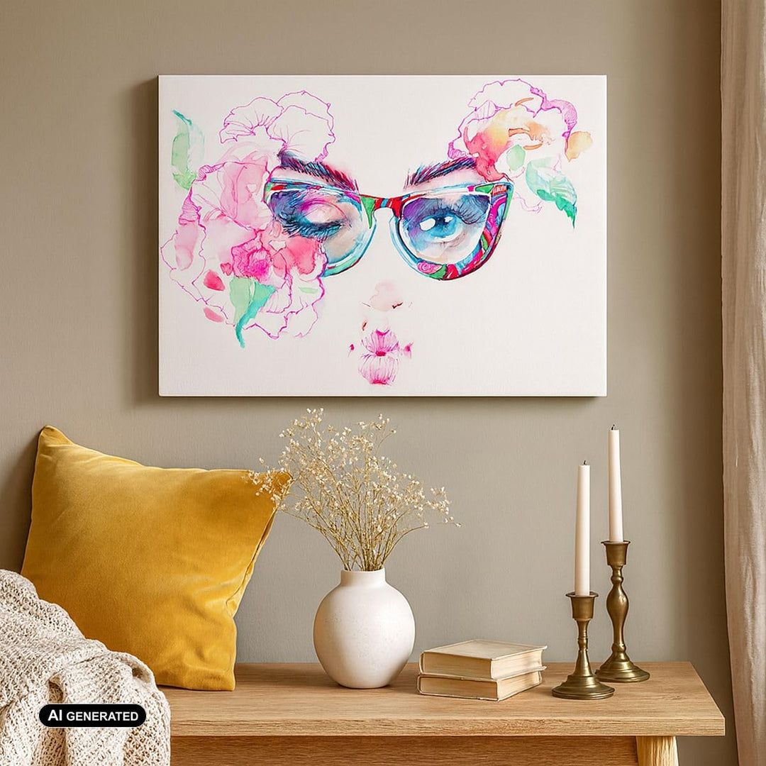 Bilder auf Leinwand Gläser Augapfel weiblich Farbe Leinwandbild 70x50cm Wandbilder Dekoration Wohnzi
