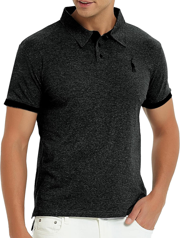 GLESTORE Poloshirt Herren Männer Hemd Herren Kurzarm Shirt Sommer M Grau&schwarz, M Grau&schwarz