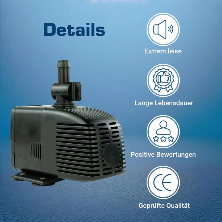 Kerry Pumpe Teichpumpe Wasserspielpumpe bis zu 1000 l/h, 17W