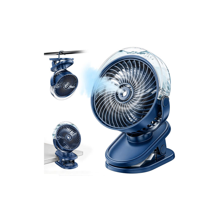 Mini Akku Ventilator Mit Wasserkühlung, 6000mAh Tragbarer Clip Ventilator, USB Tischventilator mit 4
