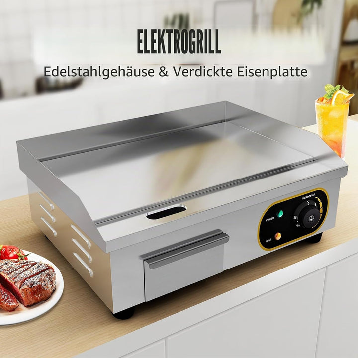 Grillplatte Elektrisch, 54cm Profi Gastro Elektrogrill Elektrische Grillplatte Elektro Tischgrill Ga