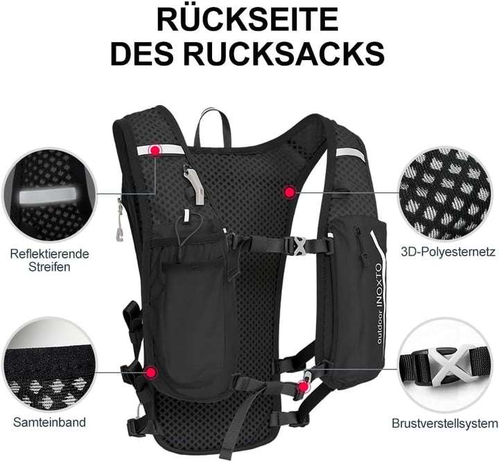 INOXTO Sport Wasserbeutel Weste Mit 1.5l Trinkblasen Running Weste Rucksack FüR Outdoor Wandern Trai