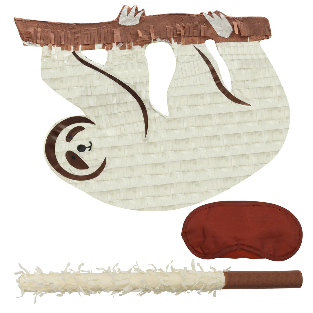 Faultier-Pinatas-Set mit Augenbinde und Fledermaus (42 x 32 x 10 cm), perfekt für Geburtstagsfeiern,