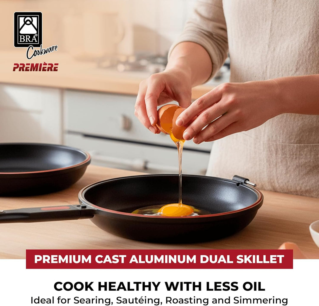 Bra Dupla Premiere Doppel-Pfanne aus Aluminiumguss mit Antihaftbeschichtung, geeignet für alle Herda