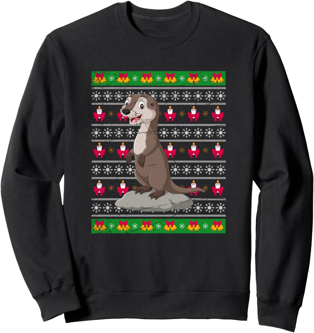 Weihnachten Geschenk Tiermotiv Ugly Christmas Otter Sweatshirt