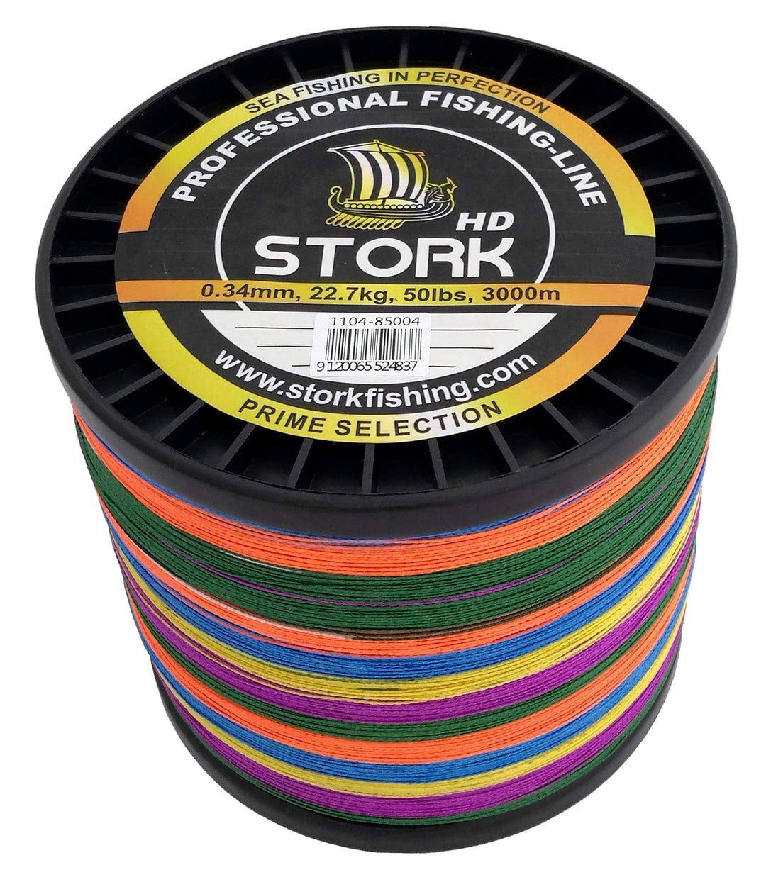 Stork HD, 4-Fach geflochtene Angelschnur 3000m Multicolor (10m Farbwechsel) 10 lbs / 4,5 kg / 0,11 m