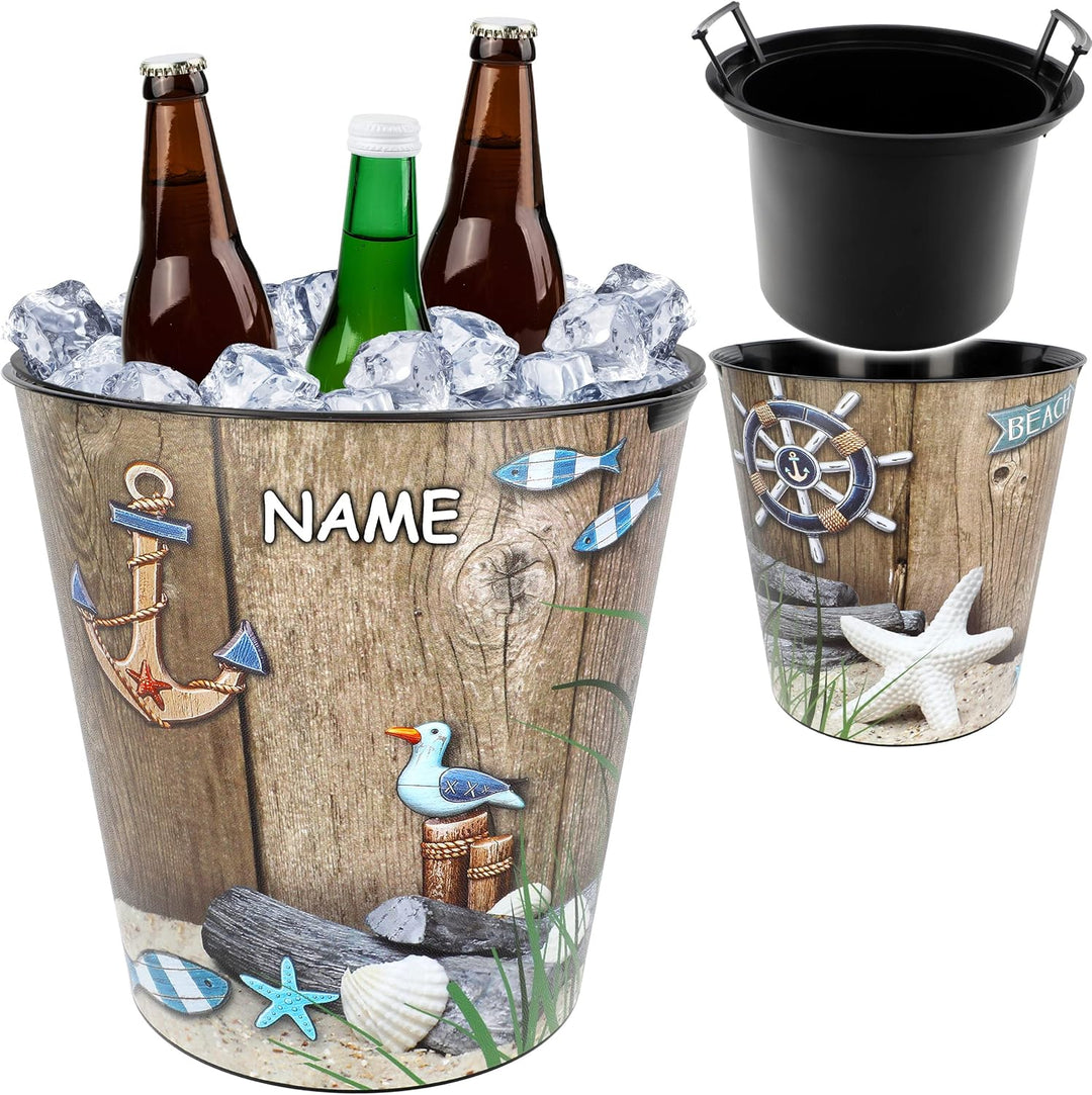 alles-meine.de GmbH universal Eimer/z.B. Blumentopf Maritim & Strand 10 Liter & extra Einsatz - wass