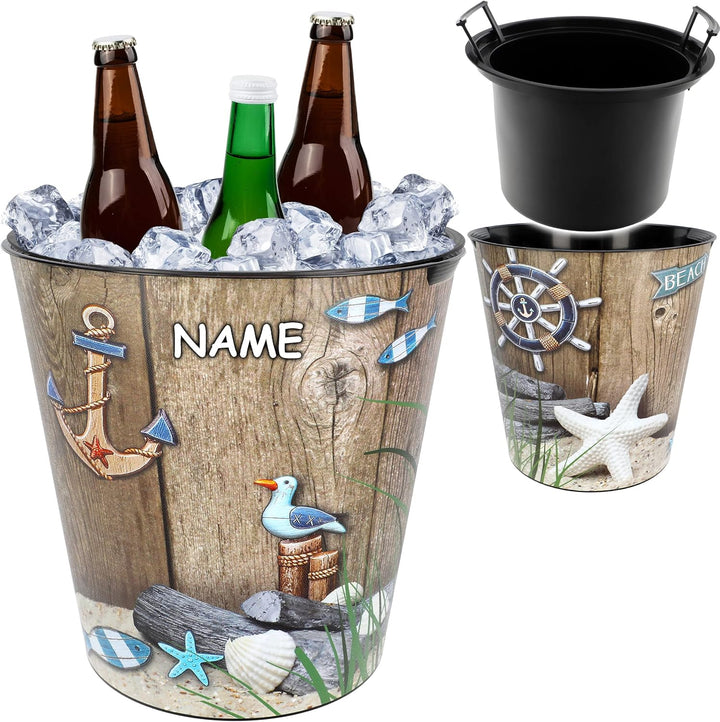 alles-meine.de GmbH universal Eimer/z.B. Blumentopf Maritim & Strand 10 Liter & extra Einsatz - wass