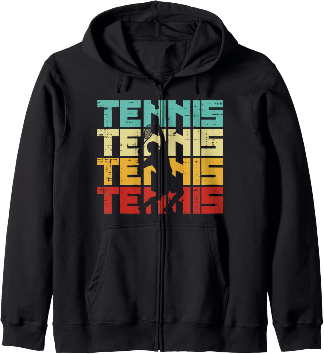 Tennis-Silhouette, Retro-Farben, Vintage-Stil, Spieler, Herren, Damen, Kinder Kapuzenjacke