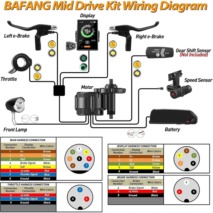 Bafang 1000w 48V Mittelmotor mit Akku BBS-HD ebike Umbausatz Display, 48V Akku (Optional) 48V 1000W