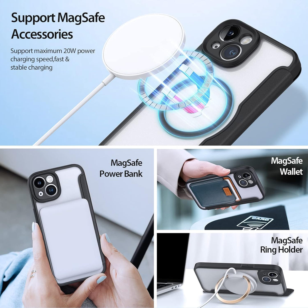 DUX DUCIS Hülle für iPhone 13/14 Handyhülle Kompatibel mit MagSafe, Transparente Anti-Kratzer Leder