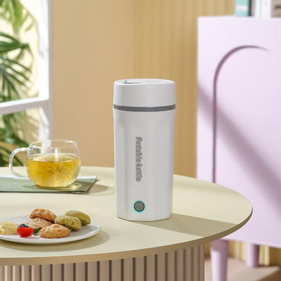 Reise Wasserkocher Klein Elektrische Wassertasse 500ML Tragbarer Mini-Heizbecher 304 Edelstahl Liner