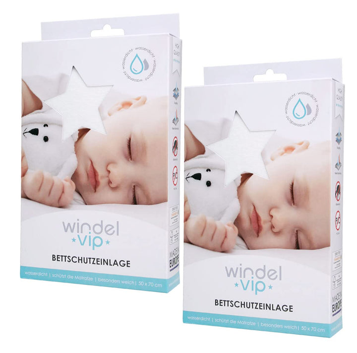 2 Stück Baby Bettschutzeinlage wasserdichte Betteinlage 50 x 70 cm weiss