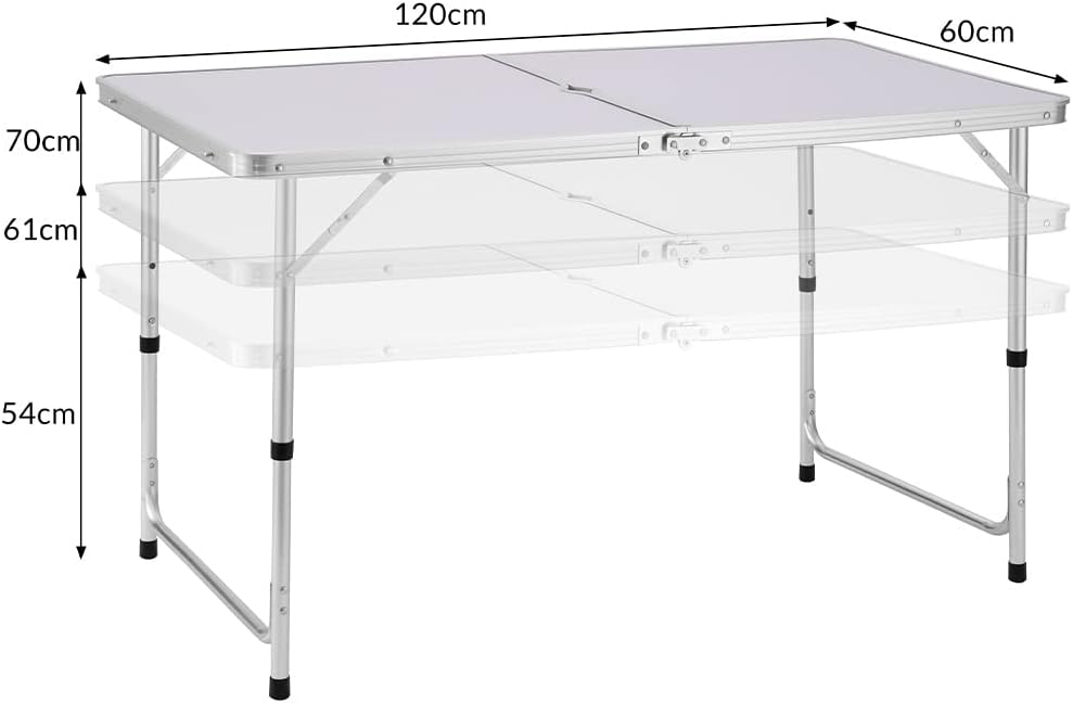 BAKAJI Campingtisch für Picknick mit Verstellbarer Höhe, Gestell aus Aluminium, zusammenklappbares S