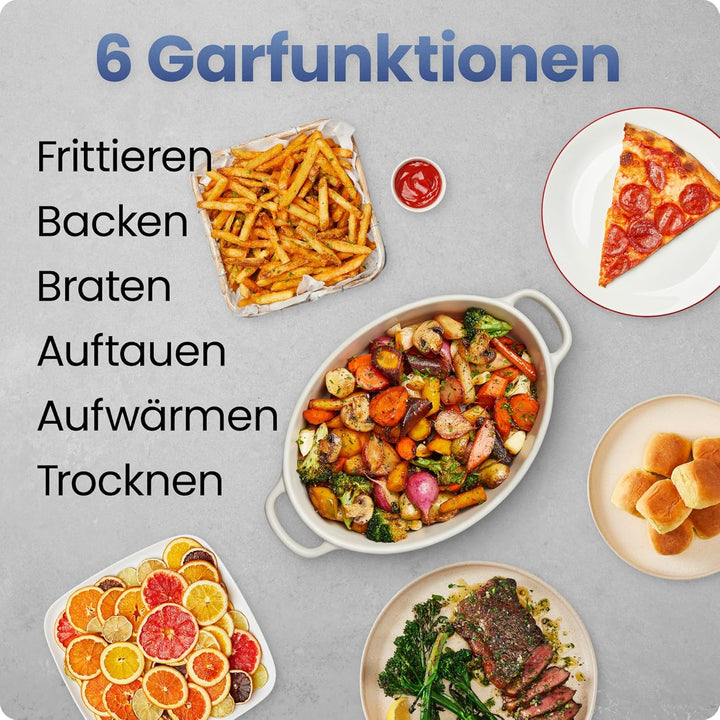 Chefman Heissluftfritteuse TurboFry, 8,5 l, 6-in-1-Hochleistungsgerät, 230 °C, XL-Korb mit Sichtfens