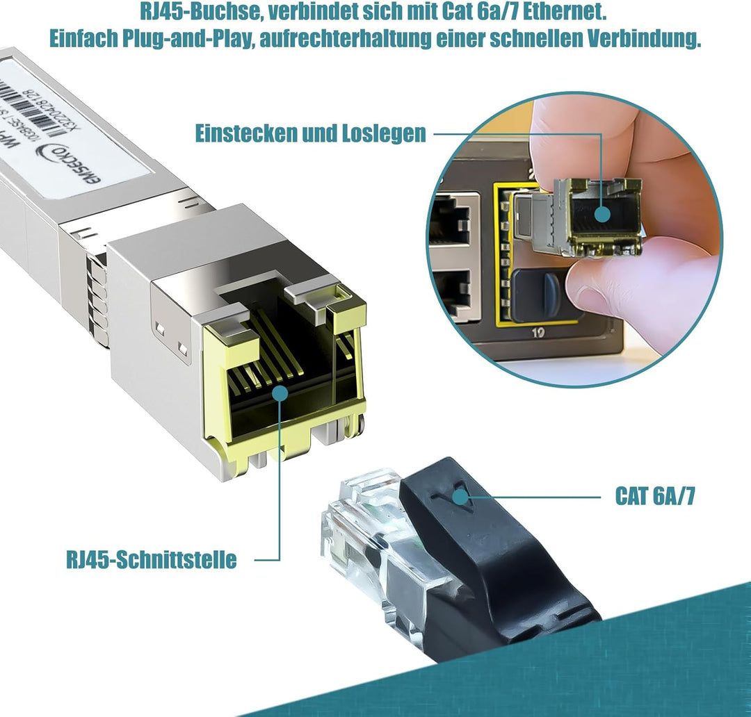 EMSECKO 10Gb SFP+ 30M, Kompatibel mit Cisco SFP-H10GB-CU50CM, Ubiquiti, Netgear, D-Link, TP-Link, QN