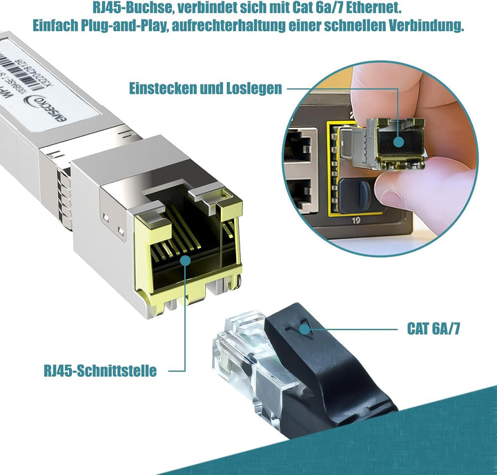 EMSECKO 10Gb SFP+ 30M, Kompatibel mit Cisco SFP-H10GB-CU50CM, Ubiquiti, Netgear, D-Link, TP-Link, QN