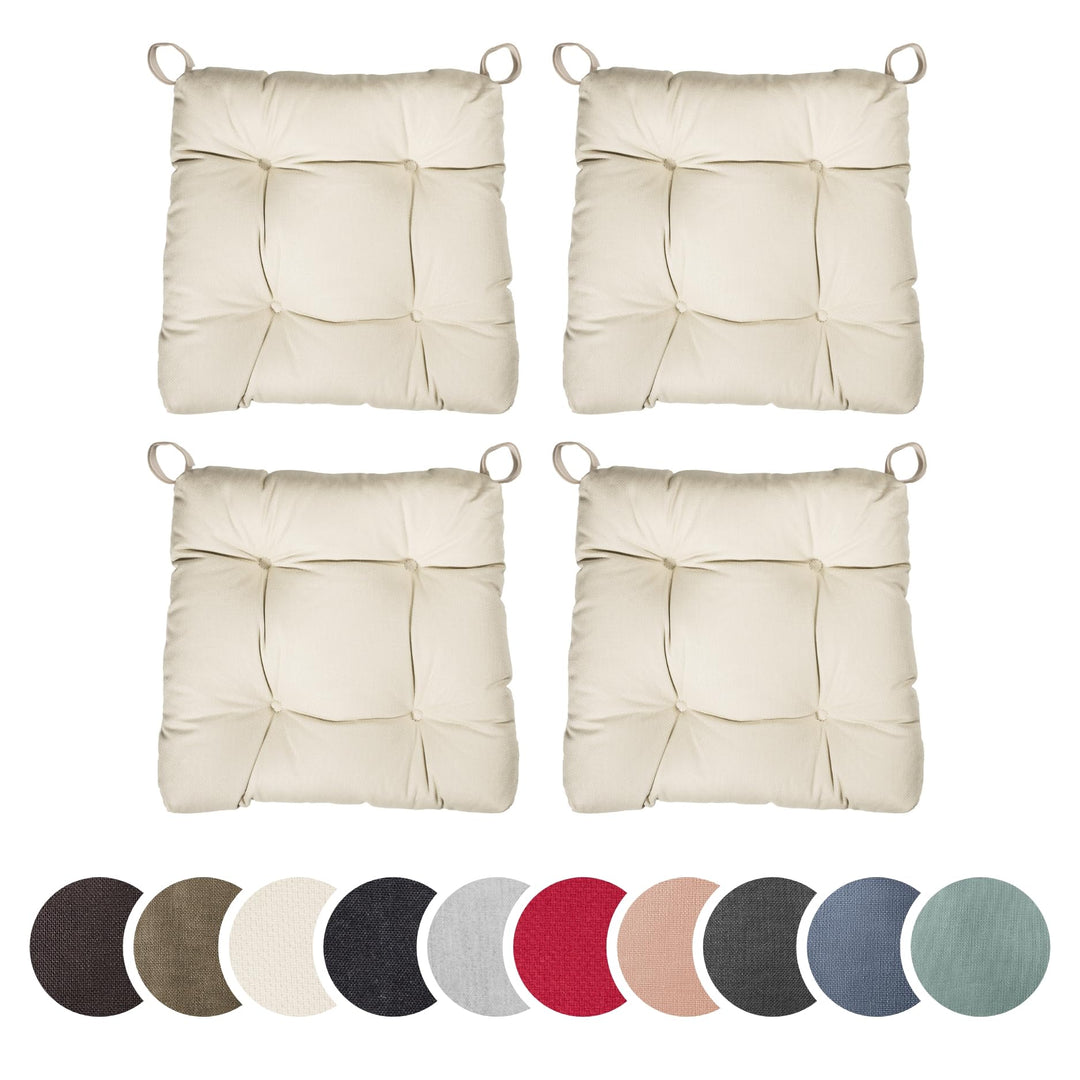 sleepling 4er Set Stuhlkissen 40 (vorne), 35 (hinten) x 38 x 7 cm, Sitzkissen für Stuhl &amp; Bank mit K
