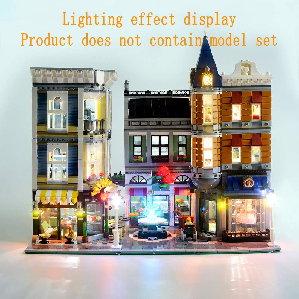 GEAMENT Verbesserte Version LED-Licht-Set für Stadtleben (Creator Expert Assembly Square) - Kompatib