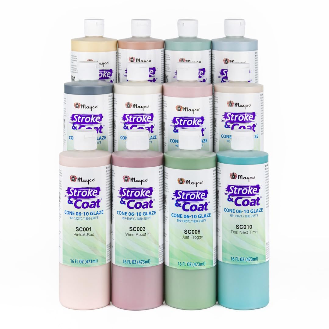 mayco Stroke und Coat wonderglaze für Bisque Set B – 1 Pint – Set von 12 – verschiedene Farben