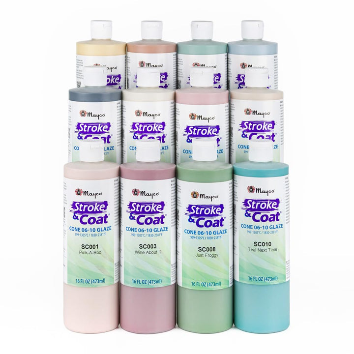 mayco Stroke und Coat wonderglaze für Bisque Set B – 1 Pint – Set von 12 – verschiedene Farben