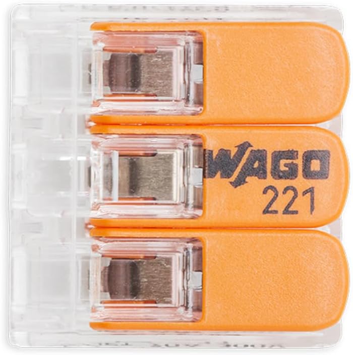 WAGO 221 Serie – 50x 3-Leiter Verbindungsklemmen in Kartonbox