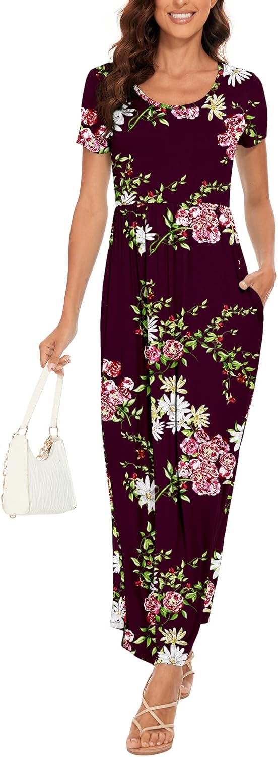 DEARCASE Damen Maxi Kleid Sommer Mutterschaft Casual Langarm/Kurzarm Floral Lose Lange Kleider Plus