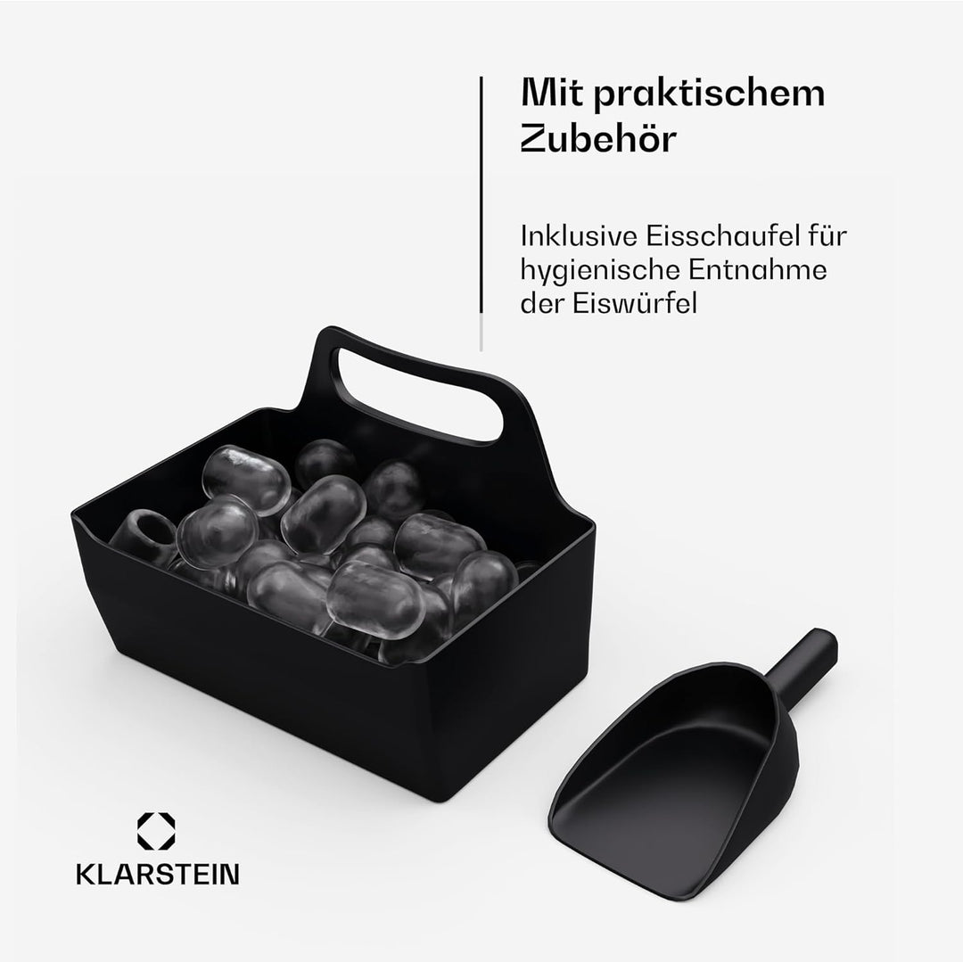 Klarstein IceCraft Eiswürfelmaschine - 12 kg/24 h, 6-Min.-Eiswürfel, 2 Grössen, Automatische Reinigu