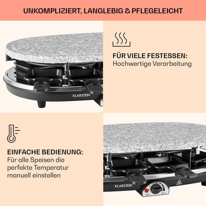Klarstein Steaklette All-U-Can-Grill Raclette - 1500 Watt Raclette Grill, Raclette 8 Personen inkl.