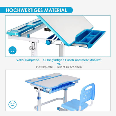 JOYLDIAS Kinderschreibtisch höhenverstellbar, Schülerschreibtisch Jugendschreibtisch mit Lampe, Schr