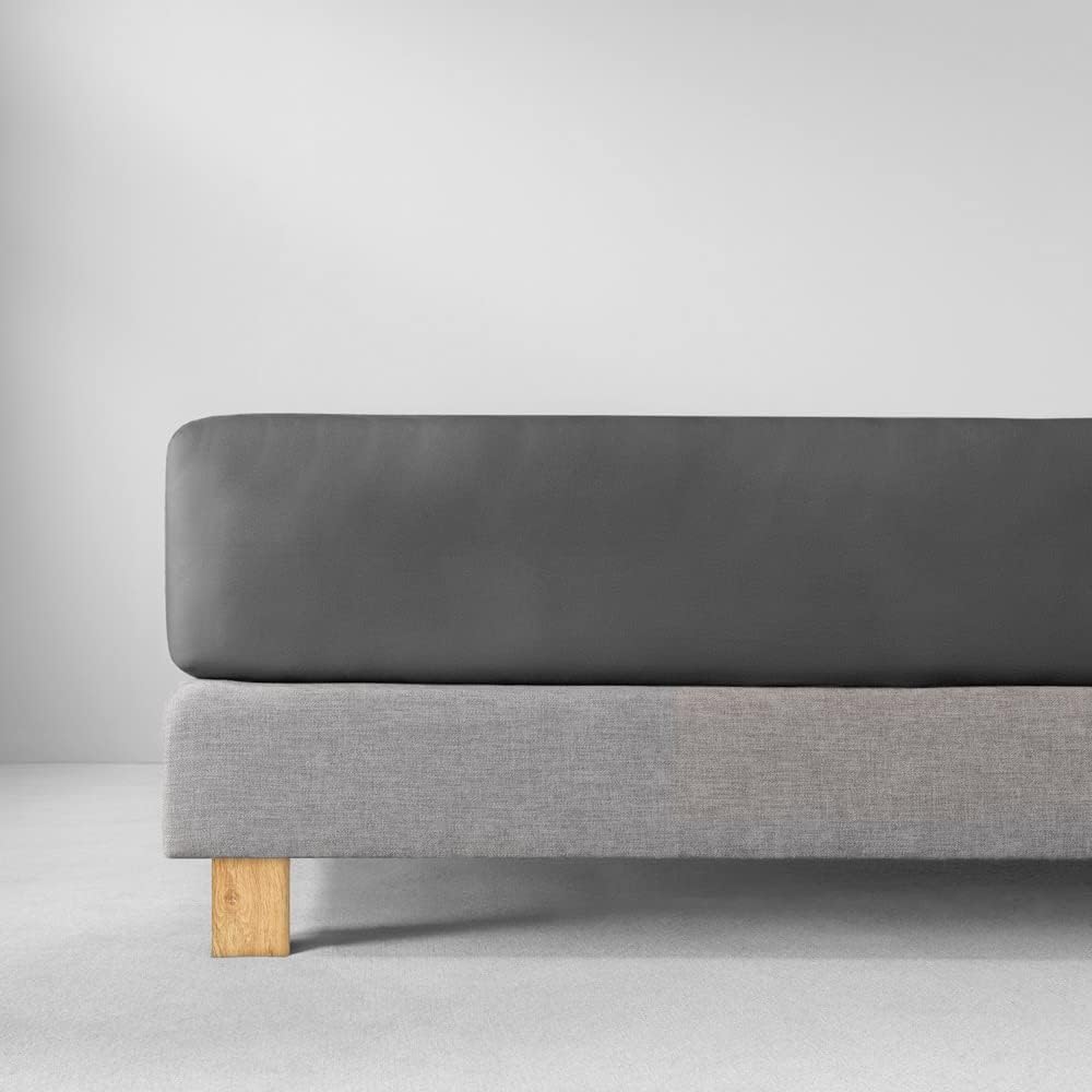 ESTELLA Spannbetttuch Zwirnjersey | Graphit | 100x200 cm | passend für Matratzen 90-120 cm (Breite)