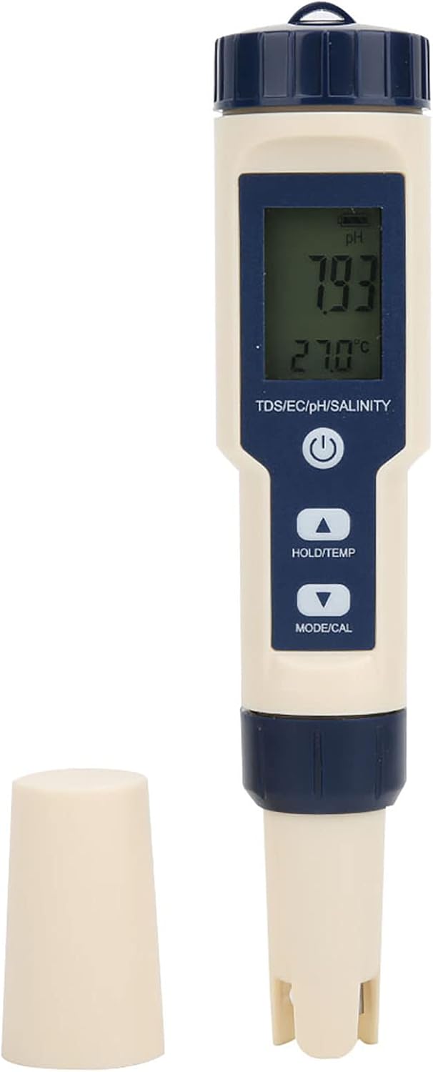 Digitales Salzgehaltmessgerät, EZ-9909 5-in-1 5-in-1-Salzgehalt-PH-Temp-EC- und TDS-Messgerät Wasser