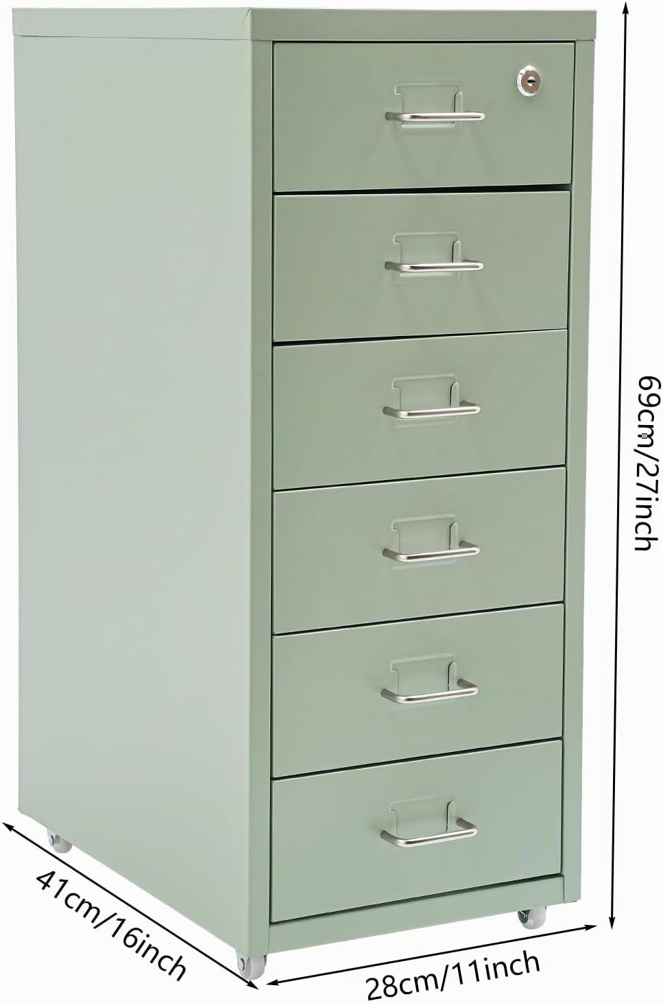 Aktenschrank, Rollcontainer mit 6 Stock Schubladen, Metallschrank Aktenschrank Abschliessbar, Bürosc