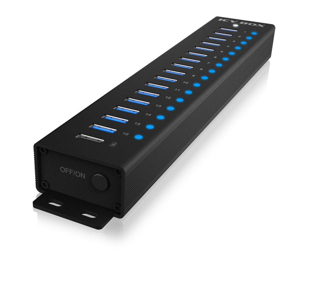 ICY BOX USB HUB (17 Ports) 16x USB & 1x USB Laden, USB 3.2 Gen 1 (5 Gbit/s pro Port), mit 96W Netzte
