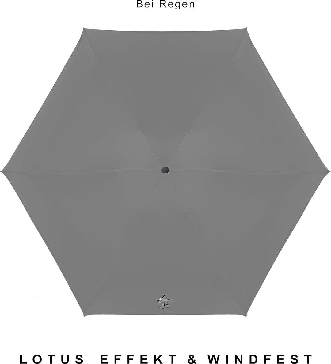 Ambra UV: Regenschirm mit UV-Schutz. Windfester Mini-Taschenschirm für Regen und Sonne. 220 g 18 x 5
