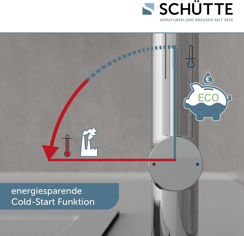 SCHÜTTE 79180 STILO Küchenarmatur mit ausziehbarer Brause, 360 Grad schwenkbarer Wasserhahn für die