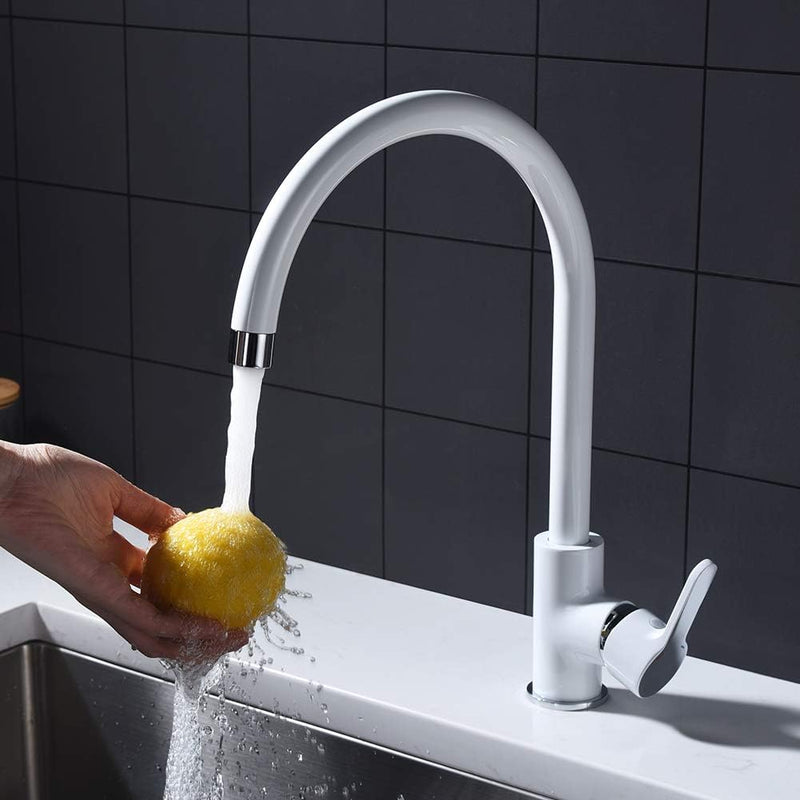 Ibergrif Square - Einhebel Küchenarmatur, Hoch Wasserhahn für Bad mit Auslauf Höhe 271 mm, Weiss, Kü