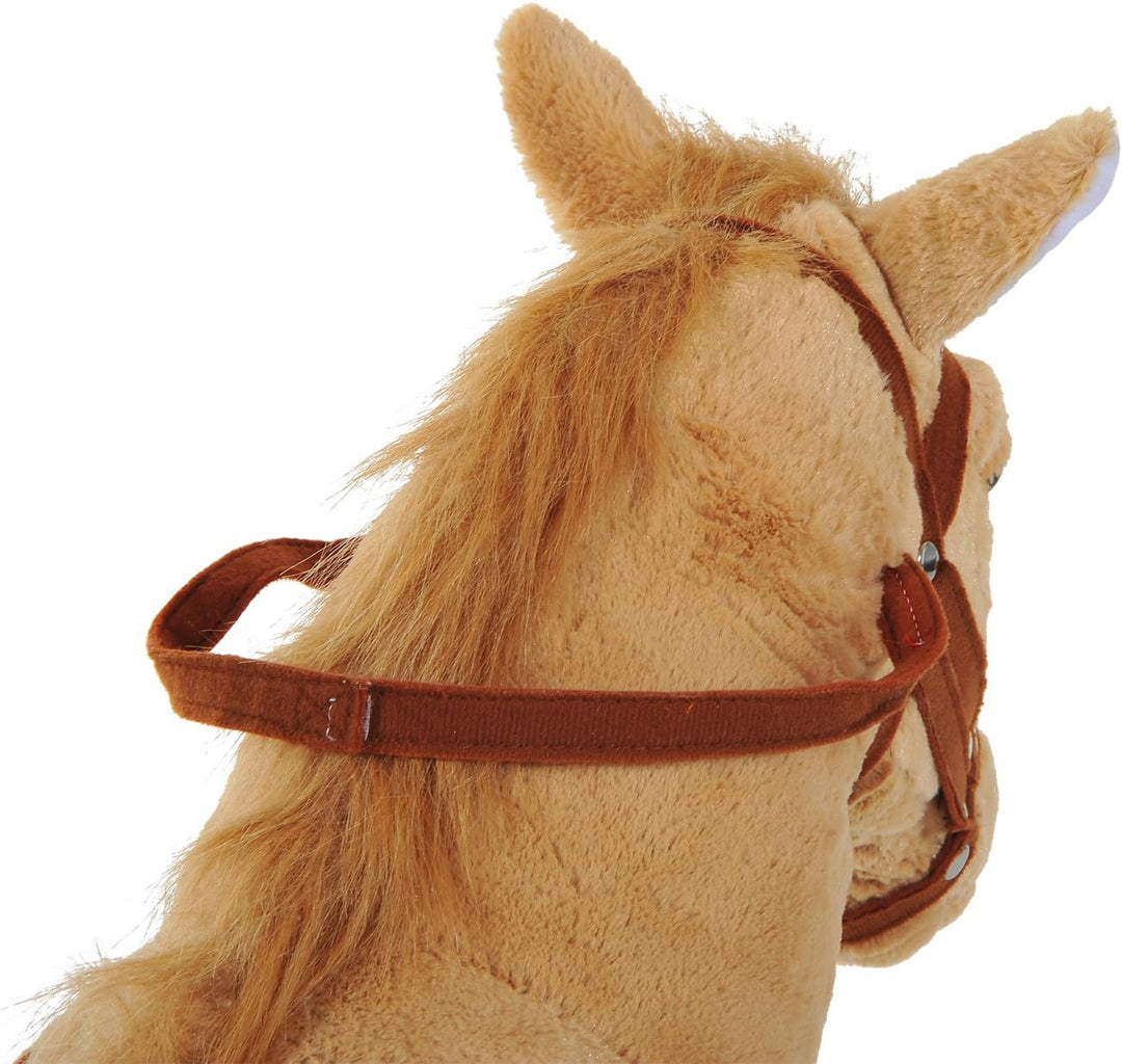 HOMCOM Reitpferd auf Rollen 60 cm Stehpferd mit Sattel, Zaumzeug Steigbügel Sound Spielpferd zum Rei