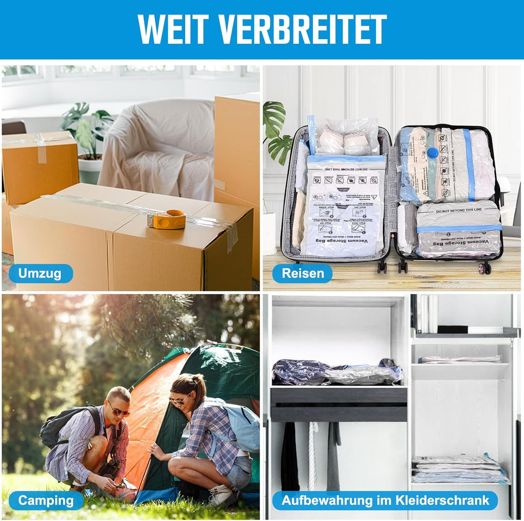 25 Stück Vakuumbeutel für Kleidung & Bettdecken, Vakuumierbeutel 2 Jumbo + 3 Extra Gross + 7 Gross +