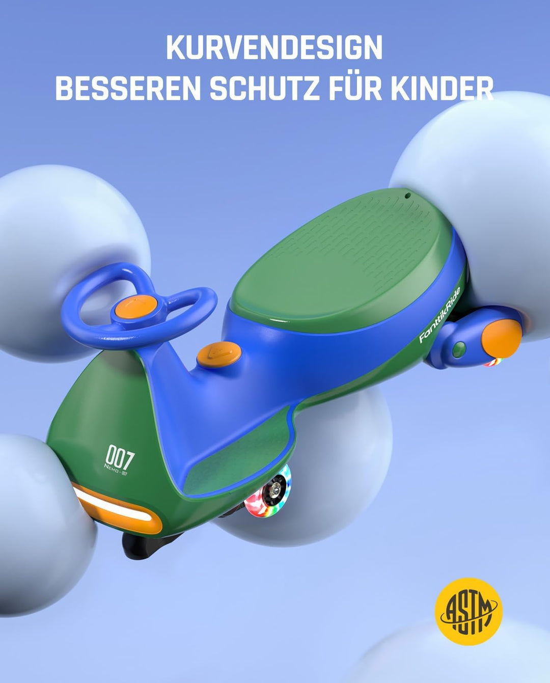 FanttikRide N7 Pro Kinder Elektroauto, Elektrisches Rutschauto mit Pedal, Typ C aufladbar Batterie K