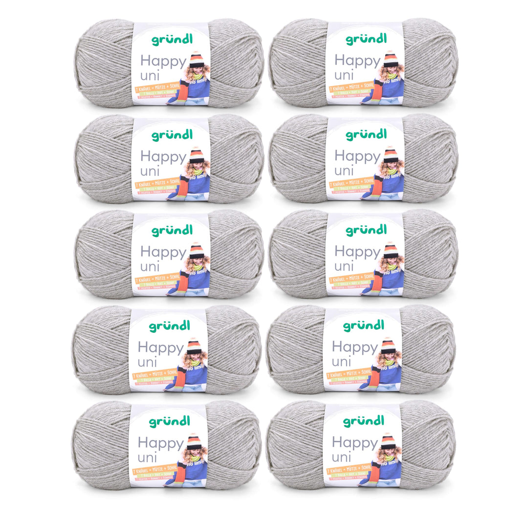Gründl Happy uni (Strick- und Häkelgarn mit wollartigem Charakter aus 100 % Polyacryl, Anti-Pilling,