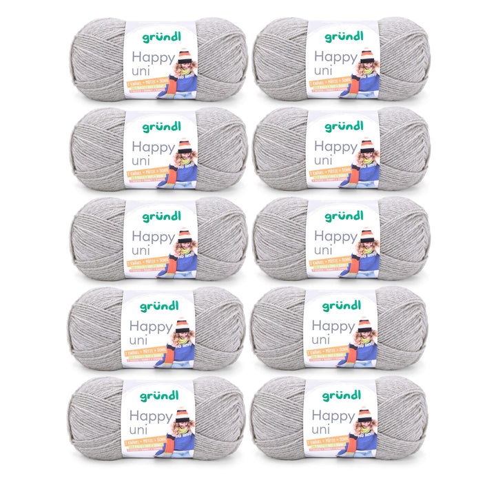 Gründl Happy uni (Strick- und Häkelgarn mit wollartigem Charakter aus 100 % Polyacryl, Anti-Pilling,