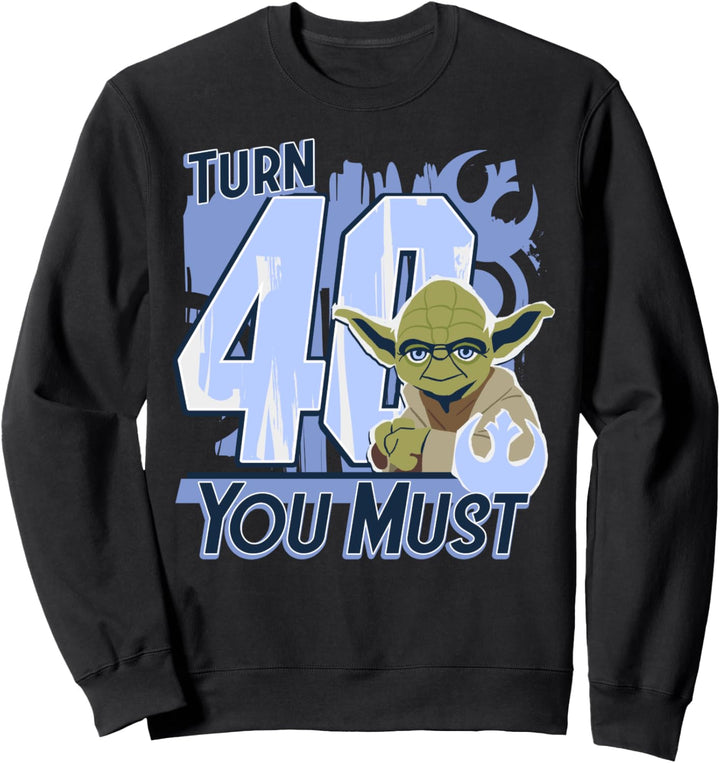 Star Wars Yoda Turn 40 You Must Rebel Logo Portrait Sweatshirt