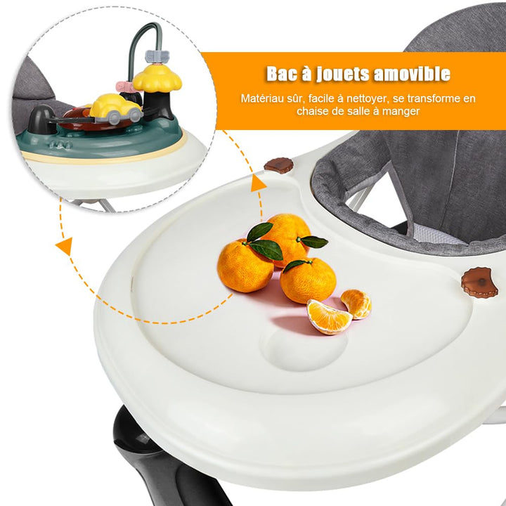 Lauflernhilfe für Babys, 4-in-1, Lauflernhilfe für Mädchen, Jungen, 6-18 Monate, Musikscheibe + hohe