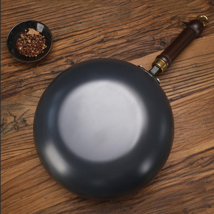 Unbeschichtete Eisenpanne,Eisen Wok, 24cm Hand-Schmiede Antikleber | Eisen Pfanne ohne Beschichtung,
