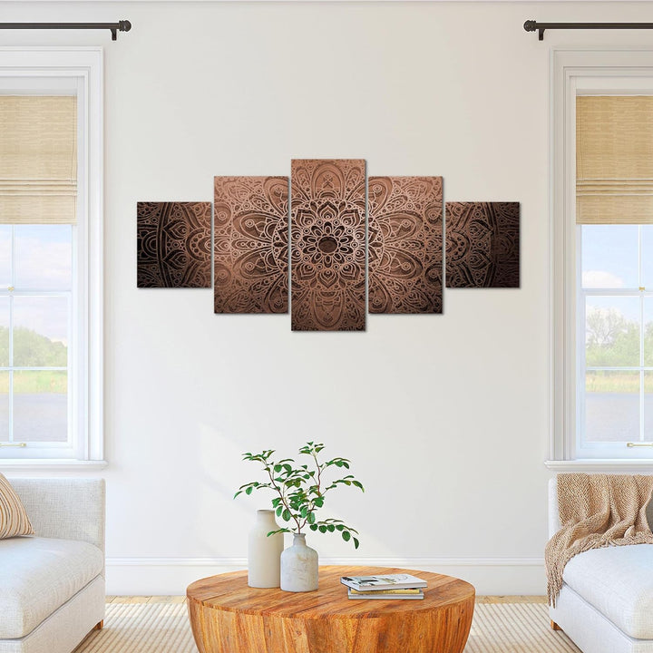 Runa Art - Bilder Mandala 200 x 100 cm 5 Teilig XXL Wanddekoration Design Beige Braun 101251c 200 x