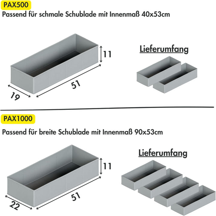 PAX Schubladen Organizer, Boxen zur Kleiderschrank Organisation, Ordnungssystem für Schubkasten 50cm